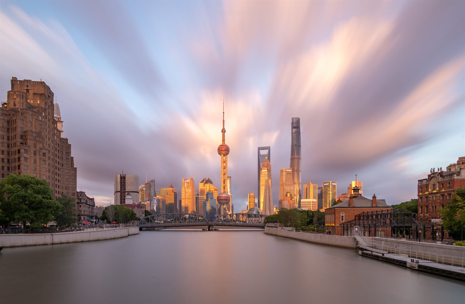 Shanghai Cityscape At Dusk
