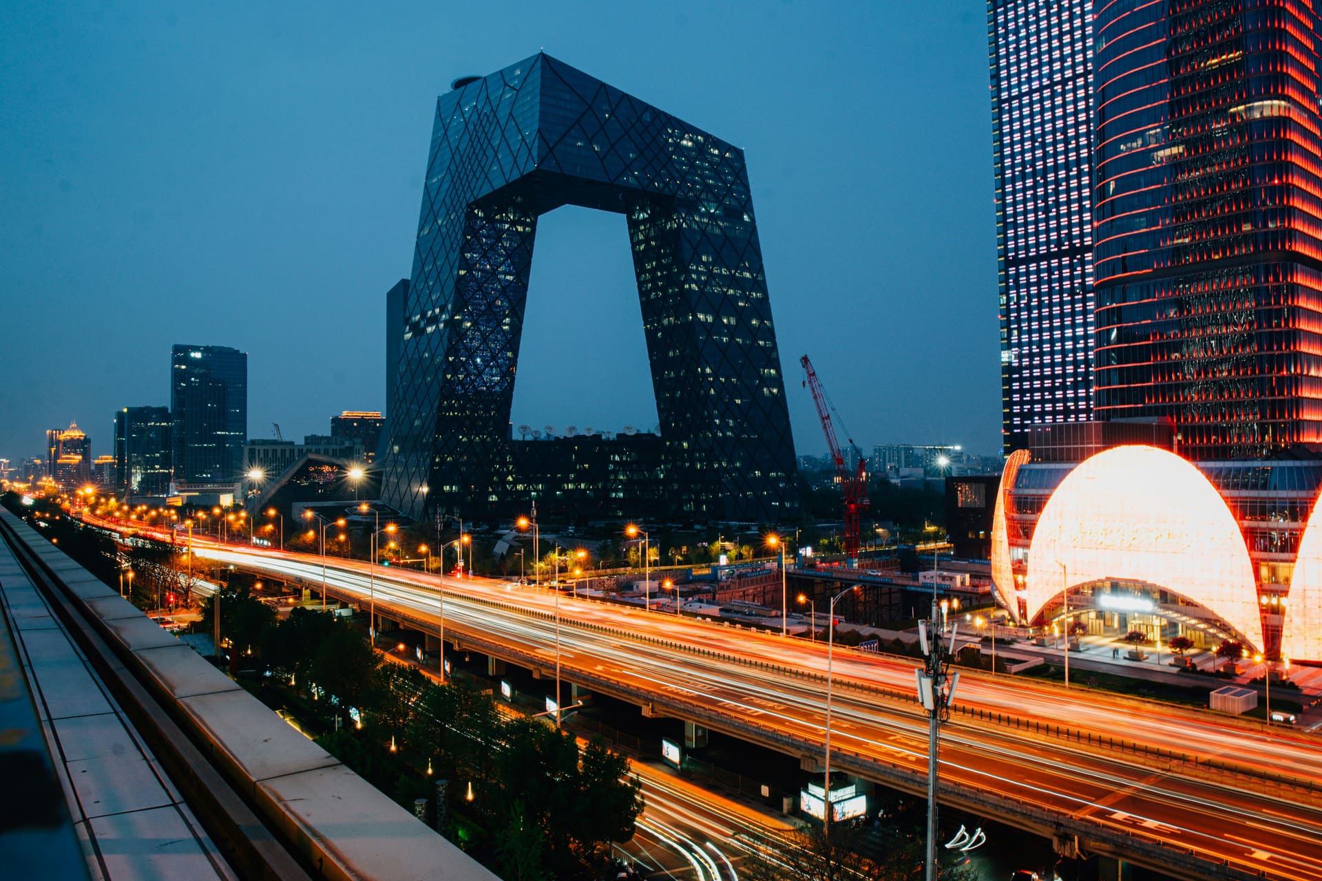 Beijing cityscape with ancient and modern skyline