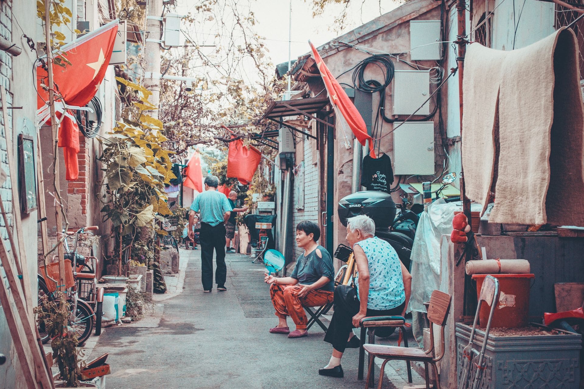 Traditional hutong alley with local residents