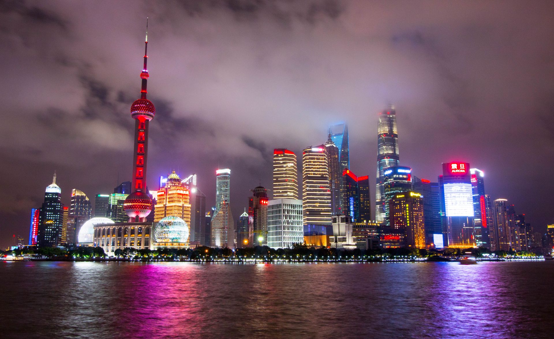 Travellers enjoying Shanghai at night