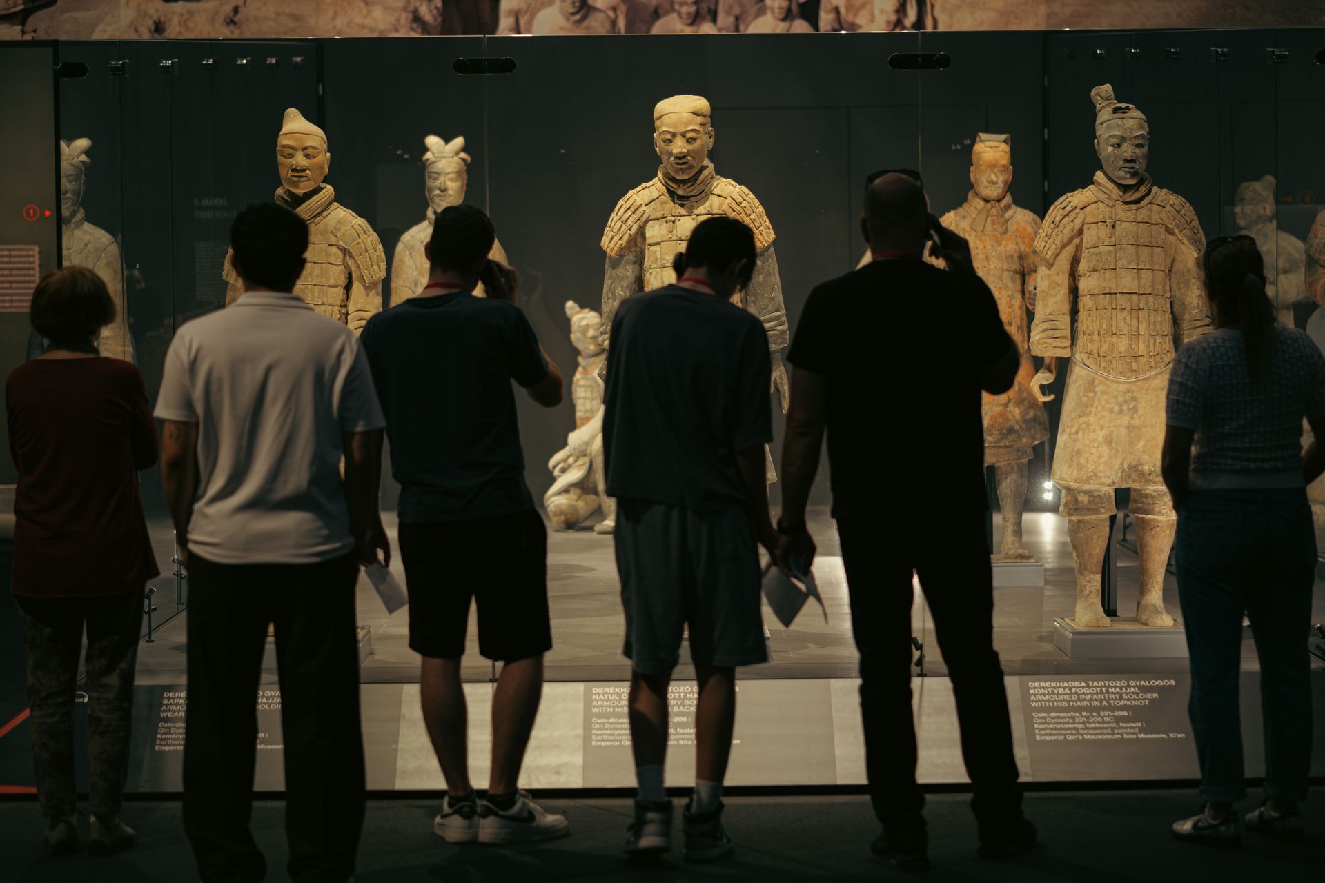 Tourists viewing the Terracotta Army excavation pit