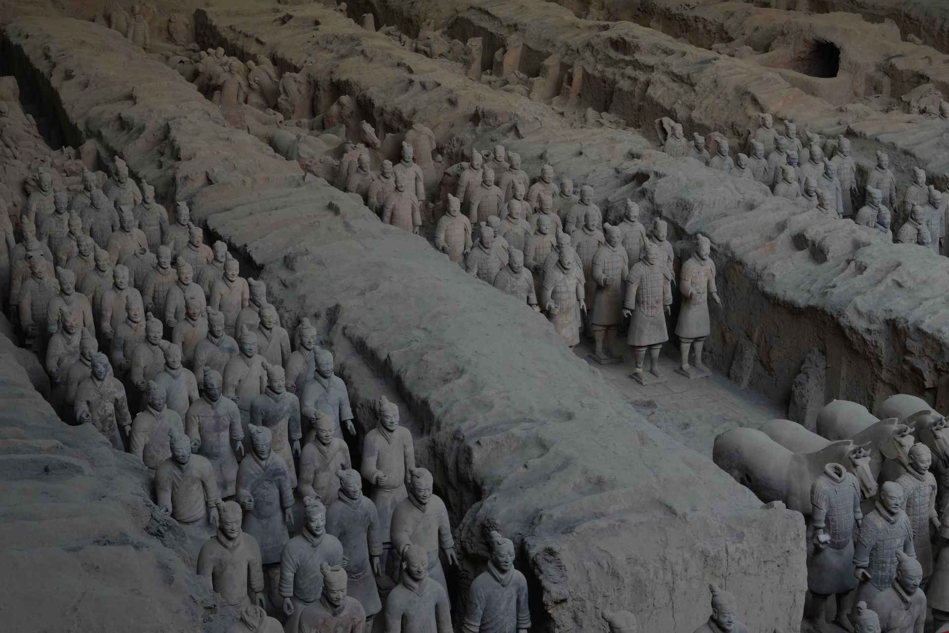 Wide view of the Terracotta Army pit